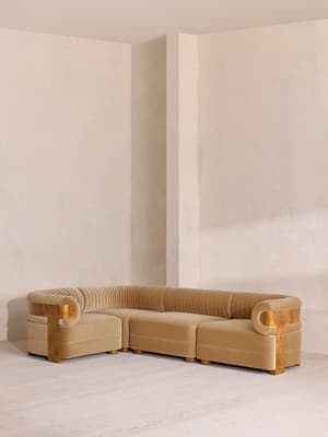 Caleb Sectional Sofa - L-Shape Sofa - Velvet - Camel - Dark Burl - US - Listing Image
