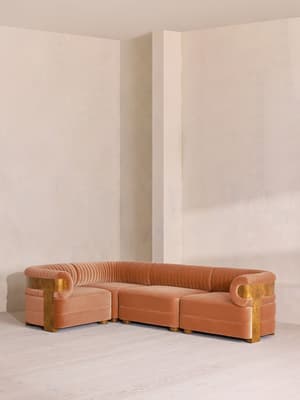 Caleb Sectional Sofa - L-Shape Sofa - Velvet - Antique Rose - Dark Burl - US - Listing Image
