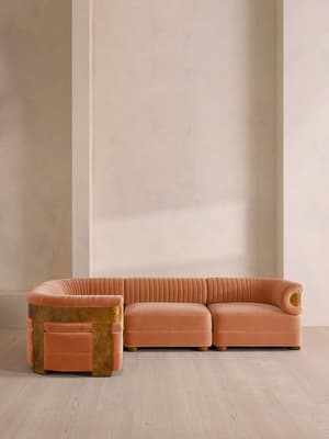 Caleb Sectional Sofa - L-Shape Sofa - Velvet - Antique Rose - Dark Burl - US - Hover Image
