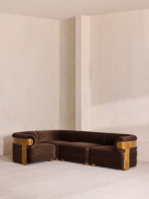Caleb Sectional Sofa - L-Shape Sofa - Velvet - Chocolate - Dark Burl - US - Listing Image