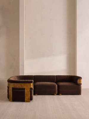 Caleb Sectional Sofa - L-Shape Sofa - Velvet - Chocolate - Dark Burl - US - Hover Image