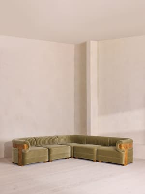Caleb Sectional Sofa - Corner Sofa - Velvet - Lichen - Dark Burl - US - Listing Image