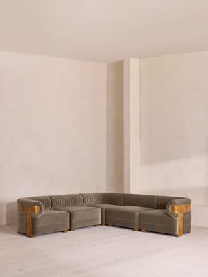 Caleb Sectional Sofa - Corner Sofa - Velvet - Taupe - Dark Burl - US - Listing Image