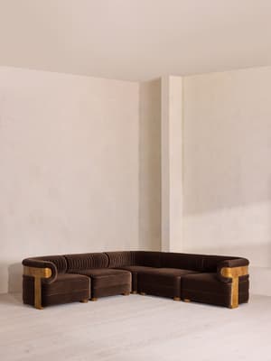 Caleb Sectional Sofa - Corner Sofa - Velvet - Chocolate - Dark Burl - US - Listing Image