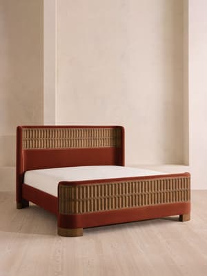 Devon Bed - King - Velvet - Rust - Listing Image