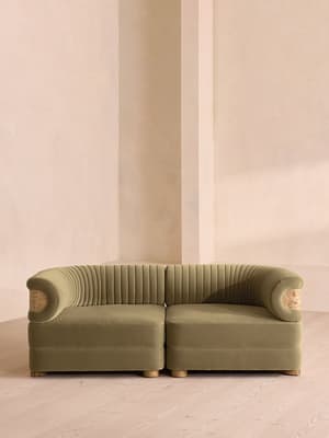 Caleb Sectional Three Seater Sofa - Velvet - Lichen - Blonde Burl - US - Listing Image