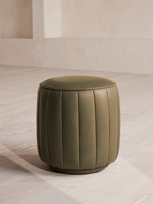Romi Footstool - Moss Leather - UK - Hover Image