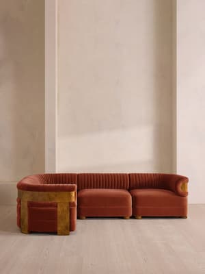 Caleb Modular L-Shape Sofa - Velvet - Rust - Dark Burl - UK - Hover Image
