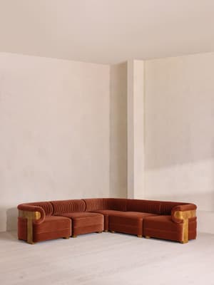 Caleb Modular Corner Sofa - Velvet - Rust - Dark Burl - UK - Listing Image