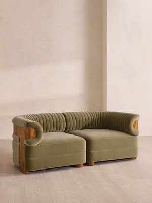 Caleb Modular Three Seater Sofa - Velvet - Lichen - Dark Burl - UK - Hover Image