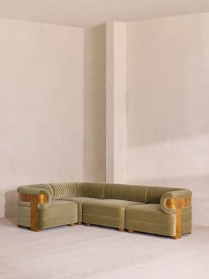 Caleb Modular L-Shape Sofa - Velvet - Lichen - Dark Burl - UK - Listing Image