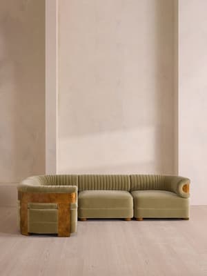 Caleb Modular L-Shape Sofa - Velvet - Lichen - Dark Burl - UK - Hover Image