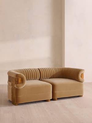 Caleb Modular Three Seater Sofa - Velvet - Camel - Dark Burl - UK - Hover Image