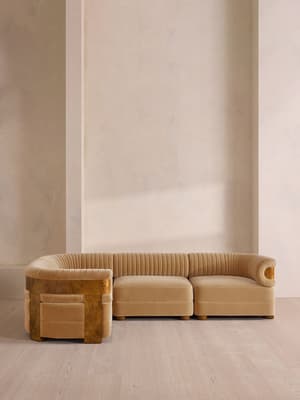 Caleb Modular L-Shape Sofa - Velvet - Camel - Dark Burl - UK - Hover Image