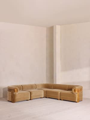 Caleb Modular Corner Sofa - Velvet - Camel - Dark Burl - UK - Listing Image