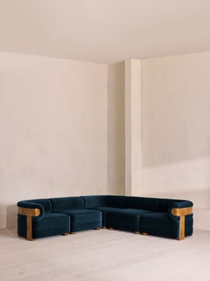 Caleb Modular Corner Sofa - Velvet - Royal Blue - Dark Burl - UK - Listing Image