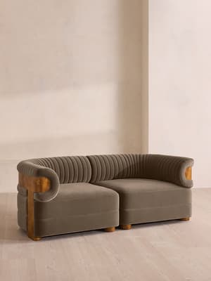 Caleb Modular Three Seater Sofa - Velvet - Taupe - Dark Burl - UK - Hover Image