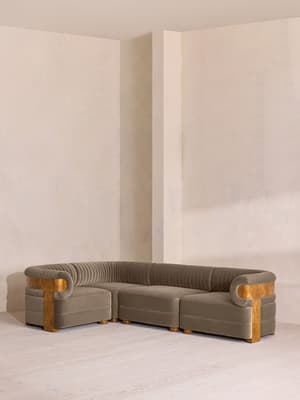 Caleb Modular L-Shape Sofa - Velvet - Taupe - Dark Burl - UK - Listing Image