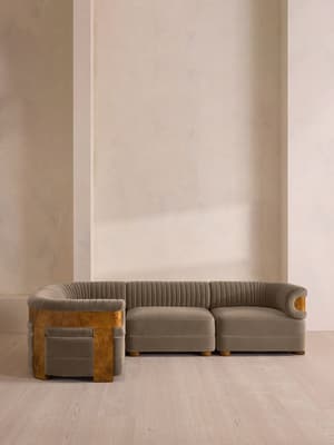 Caleb Modular L-Shape Sofa - Velvet - Taupe - Dark Burl - UK - Hover Image