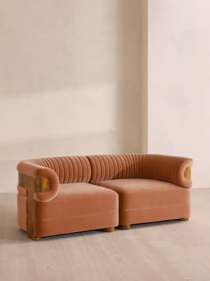 Caleb Modular Three Seater Sofa - Velvet - Antique Rose - Dark Burl - UK - Hover Image
