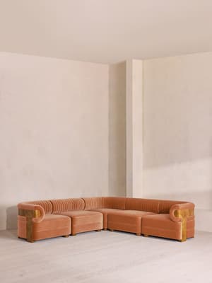 Caleb Modular Corner Sofa - Velvet - Antique Rose - Dark Burl - UK - Listing Image