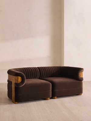Caleb Modular Three Seater Sofa - Velvet - Chocolate - Dark Burl - UK - Hover Image