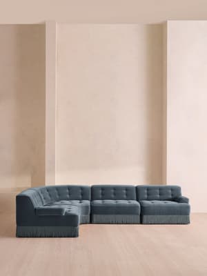 Elowen Modular Sofa - L-Shape Sofa - Velvet - Grey Blue UK - Hover Image