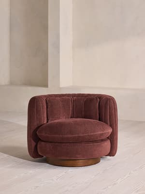 Vivienne Armchair - Linen Chenille - Bordeaux - UK - Hover Image
