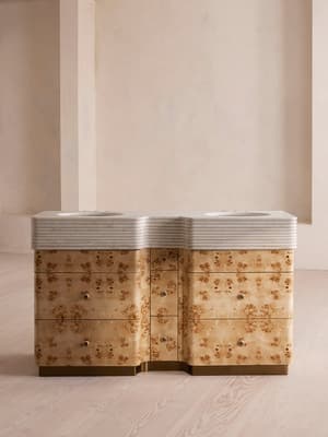 Garbo Double Vanity - Golden Dolomite Marble - Hover Image
