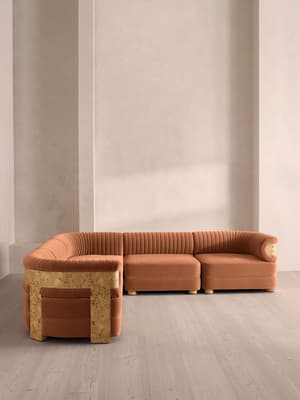 Caleb Modular Corner Sofa - Velvet - Antique Rose - Blonde Burl - UK - Hover Image