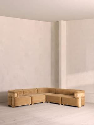 Caleb Modular Corner Sofa - Velvet - Camel - Blonde Burl - UK - Listing Image