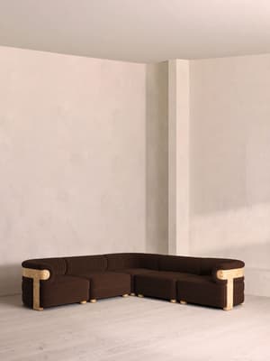 Caleb Modular Corner Sofa - Velvet - Chocolate - Blonde Burl - UK - Listing Image