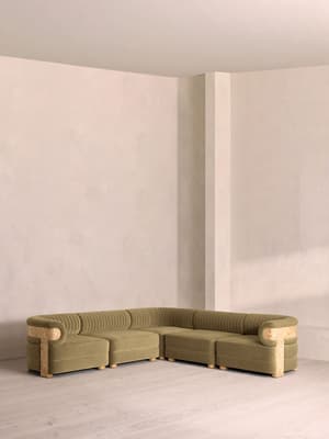 Caleb Modular Corner Sofa - Velvet - Lichen - Blonde Burl - UK - Hover Image