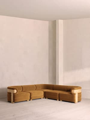 Caleb Modular Corner Sofa - Velvet - Mustard - Blonde Burl - UK - Listing Image