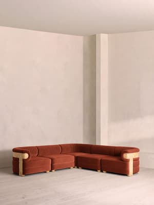 Caleb Modular Corner Sofa - Velvet - Rust - Blonde Burl - UK - Listing Image