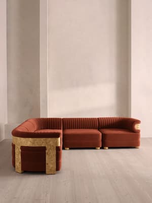 Caleb Modular Corner Sofa - Velvet - Rust - Blonde Burl - UK - Hover Image