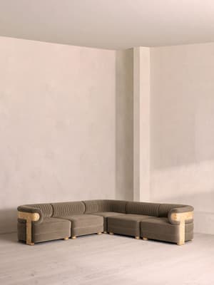 Caleb Modular Corner Sofa - Velvet - Taupe - Blonde Burl - UK - Listing Image