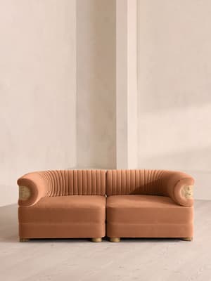 Caleb Modular Three Seater Sofa - Velvet - Antique Rose - Blonde Burl - UK - Listing Image