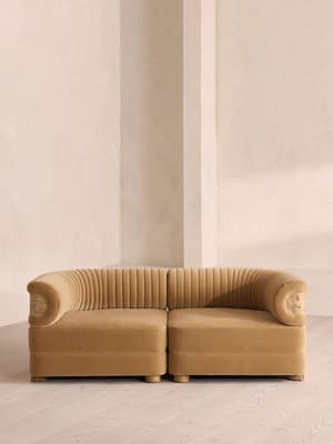 Caleb Modular Three Seater Sofa - Velvet - Camel - Blonde Burl - UK - Listing Image