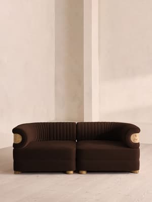 Caleb Modular Three Seater Sofa - Velvet - Chocolate - Blonde Burl - UK - Listing Image