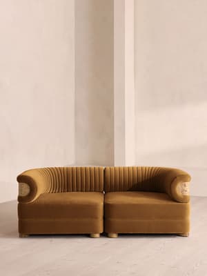 Caleb Modular Three Seater Sofa - Velvet - Mustard - Blonde Burl - UK - Listing Image