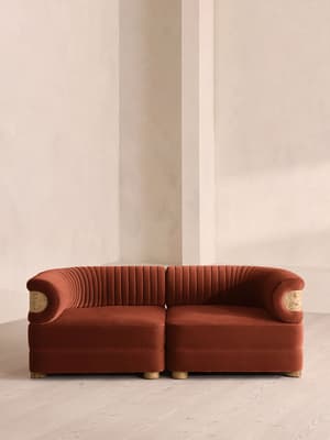 Caleb Modular Three Seater Sofa - Velvet - Rust - Blonde Burl - UK - Listing Image