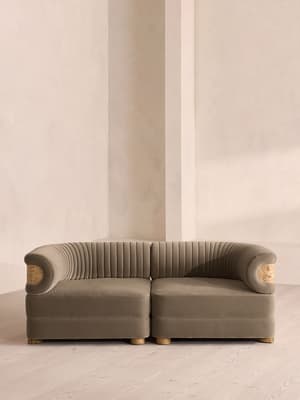 Caleb Modular Three Seater Sofa - Velvet - Taupe - Blonde Burl - UK - Listing Image