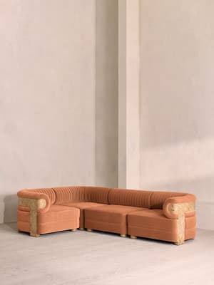 Caleb Modular L-Shape Sofa - Velvet - Antique Rose - Blonde Burl - UK - Listing Image