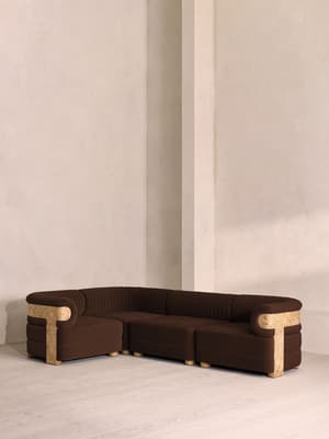 Caleb Modular L-Shape Sofa - Velvet - Chocolate - Blonde Burl - UK - Listing Image