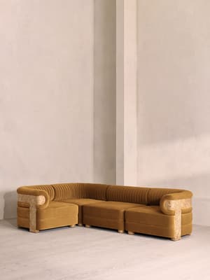 Caleb Modular L-Shape Sofa - Velvet - Mustard - Blonde Burl - UK - Listing Image