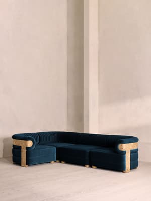 Caleb Modular L-Shape Sofa - Velvet - Royal Blue - Blonde Burl - UK - Listing Image