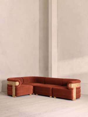 Caleb Modular L-Shape Sofa - Velvet - Rust - Blonde Burl - UK - Listing Image