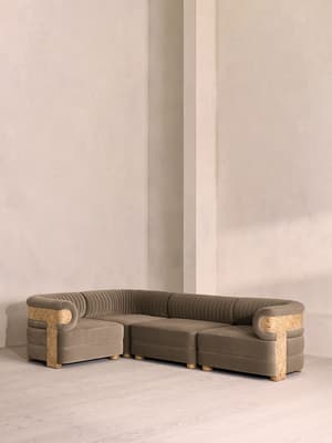 Caleb Modular L-Shape Sofa - Velvet - Taupe - Blonde Burl - UK - Listing Image