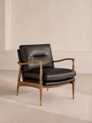 Theodore Oak Armchair - Leather Virtue Black - Listing Image